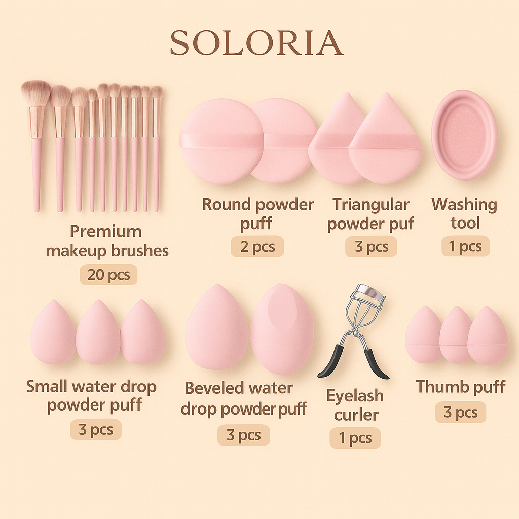 Soloria Ultimate Brush & Puff Set (37pcs)